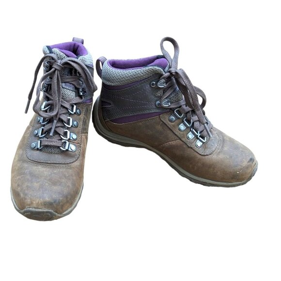 Womens Timberland Norwood Brown Pink Leather Mid Hiking Boots Size 6.5 - Picture 7 of 10